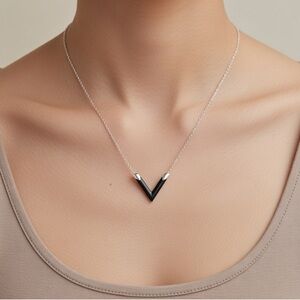 Alexis Black and Silver V-Shape Necklace